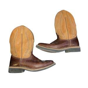 Laredo  Western Leather Two Toned Squared Toe Boots SZ 10 Cowboy Rancher Rodeo